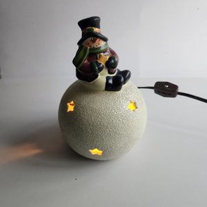 Vintage Ceramic Snowman Lamp